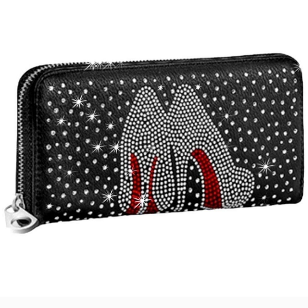 SALE Fabulous Rhinestone Bling High Heels Black and Red Wallet